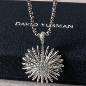 Fashion David Yurman Starburst Pendant with Pav?? Sterling Silver Necklace
